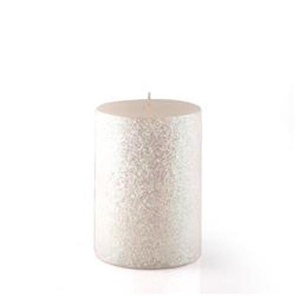 Zest Candle Zest Candle CPZ-166-12 3 x 4 in. Metallic White Glitter Pillar Candle -12pcs-Case- Bulk CPZ-166_12 - main